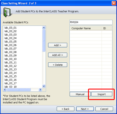 Class Settings Wizard